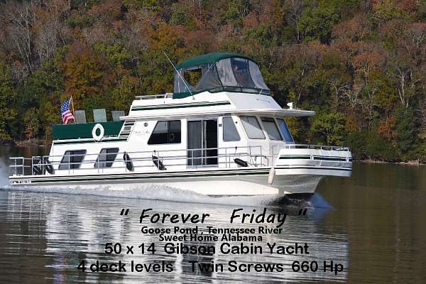 50' Gibson Cabin Yacht sport houseboat ...North Alabama on Tennessee River